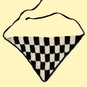 Black and White Checkered Hair Scarf